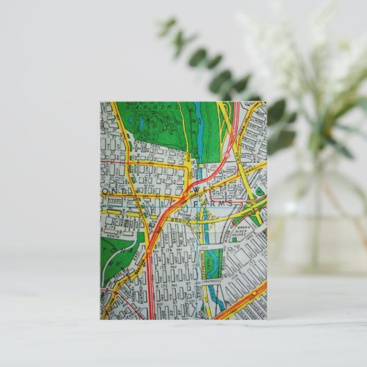 Die Bronx, NY Vintag Map Postkarte (Stehend Vorderseite)