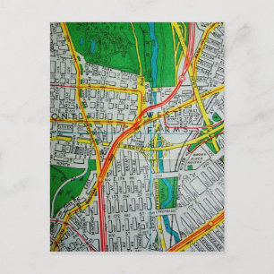 Die Bronx, NY Vintag Map Postkarte