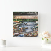 Die BROOK Lanscape Original Handgemälde Quadratische Wanduhr (Zuhause)