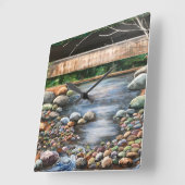 Die BROOK Lanscape Original Handgemälde Quadratische Wanduhr (Winkel)