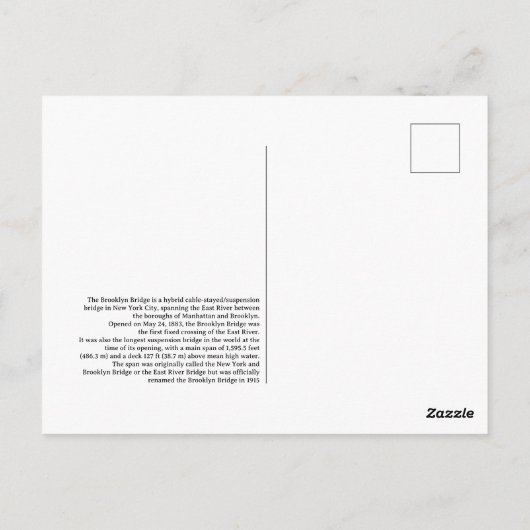 Die Brooklyn Bridge Postkarten (Rückseite)