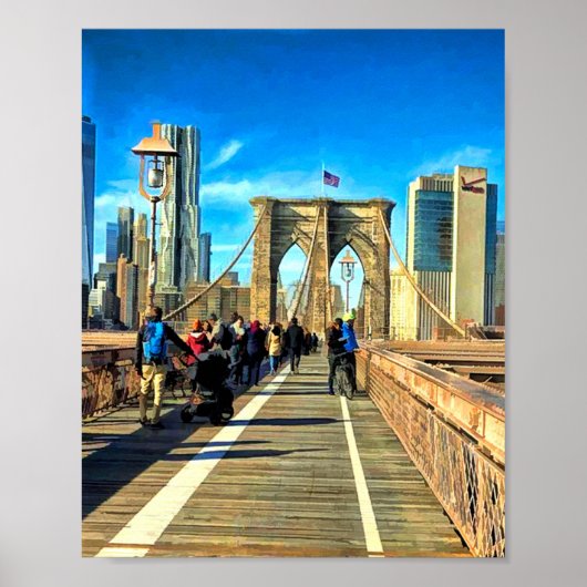 Die Brooklyn Bridge von Manhattan, NYC zu Fuß erre Poster (Vorne)