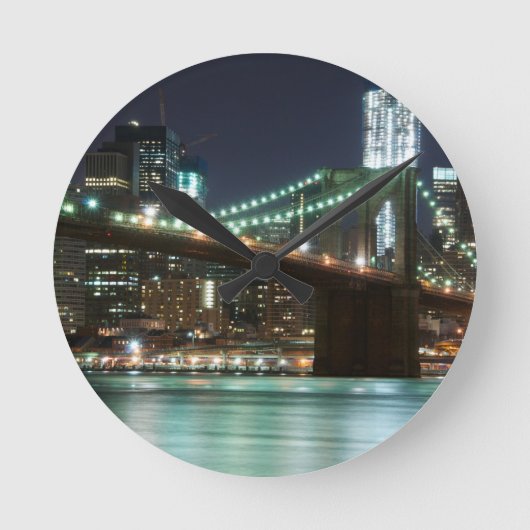 Die Brooklyn-Brücke - Farbe Runde Wanduhr (Vorderseite)