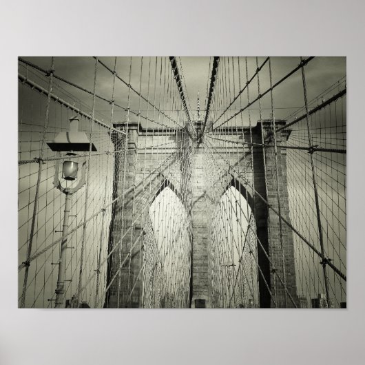 Die Brooklyn-Brücke in Schwarz-Weiß, klein Poster (Vorne)