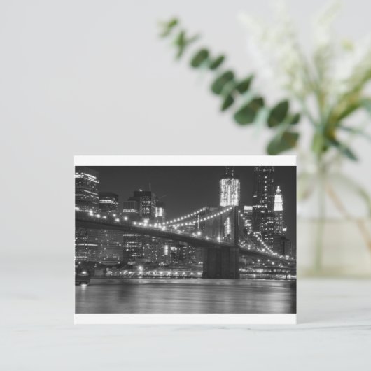 Die Brooklyn-Brücke - Schwarz und Weiß Postkarte (Stehend Vorderseite)
