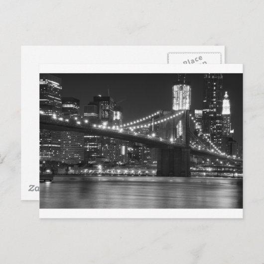 Die Brooklyn-Brücke - Schwarz und Weiß Postkarte (Vorne/Hinten)