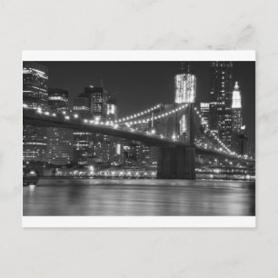 Die Brooklyn-Brücke - Schwarz und Weiß Postkarte