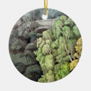 Die Brücke des Teufels, 1810 (w/c mit Stift u. Keramik Ornament