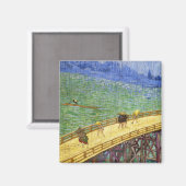 Die Brücke im Regen Vincent van Gogh Kunst Magnet (Vorderseite/Rückseite)