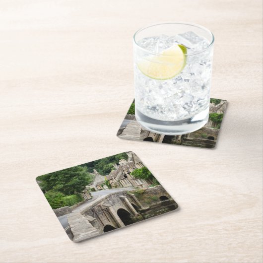 Die Brücke im Schloss Combe, BRITISCHER Rechteckiger Pappuntersetzer (Vor Ort)