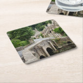 Die Brücke im Schloss Combe, BRITISCHER Rechteckiger Pappuntersetzer (angewinkelt)