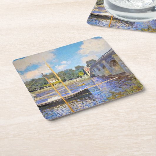 Die Brücke in Argenteuil, Monet Rechteckiger Pappuntersetzer (angewinkelt)