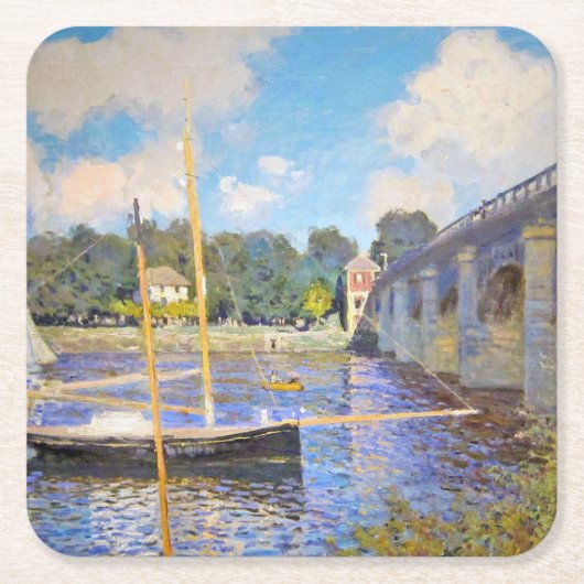 Die Brücke in Argenteuil, Monet Rechteckiger Pappuntersetzer (Vorderseite)