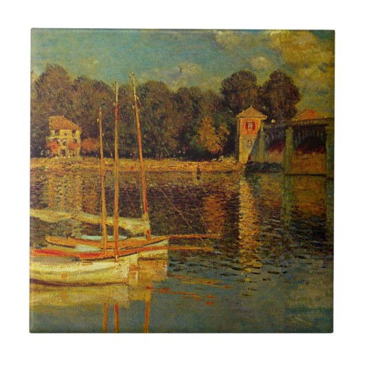Die Brücke in Argenteuil von Claude Monet Fliese (Vorderseite)