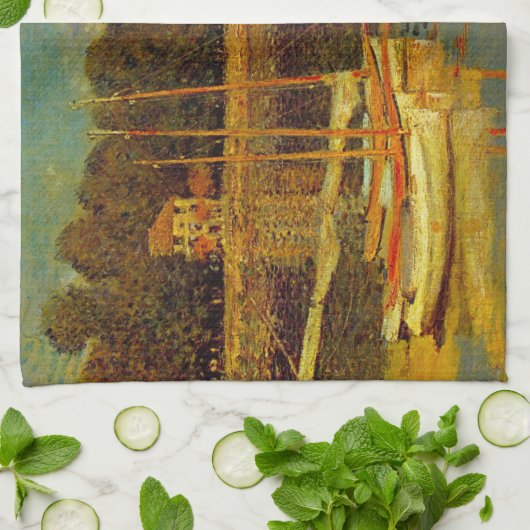 Die Brücke in Argenteuil von Claude Monet Geschirrtuch (Gefaltet)