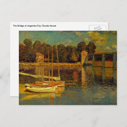 Die Brücke in Argenteuil von Claude Monet Postkarte (Vorne/Hinten)
