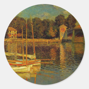 Die Brücke in Argenteuil von Claude Monet Runder Aufkleber