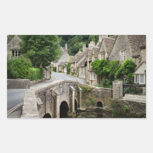 Die Brücke in Castle Combe, britischer Rechteckauf Rechteckiger Aufkleber (Vorderseite)