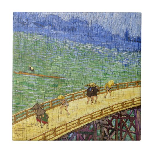 Die Brücke in den Regen Vincent van Gogh Kunst Fliese (Vorderseite)