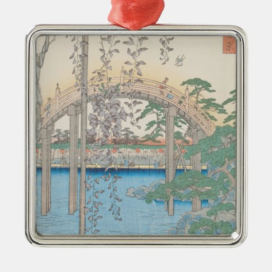 Die Brücke mit Glyzinien oder Kameido Tenjin Silbernes Ornament (Vorne)