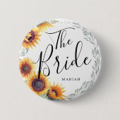 Die Brücke | Sonnenblumen Florals Individuelle Nam Button (Vorderseite)