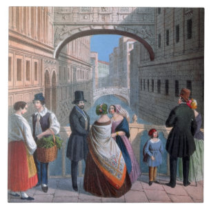 Die Brücke von Seufzern, Venedig, graviert durch Fliese