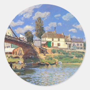 Die Brücke von Villeneuve-la-Garenne von Alfred Si Runder Aufkleber