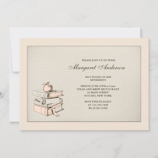 Die Buch-Ruhestands-Einladung des Lehrers Einladung (Vorderseite)