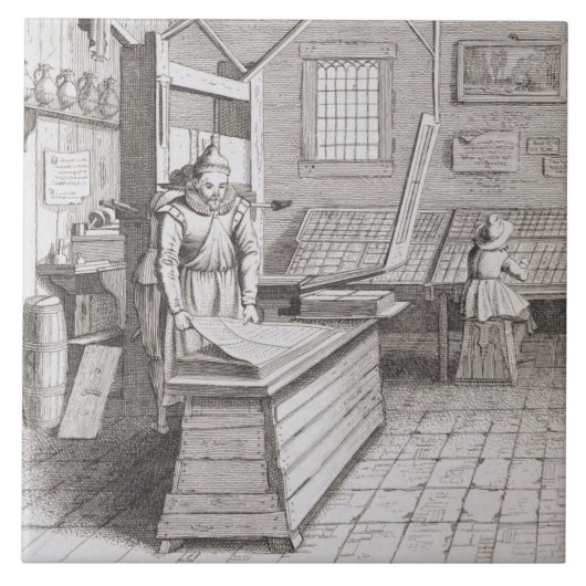 Die Buchbinderei von Laurens Janszoon Koster, Fliese (Vorderseite)