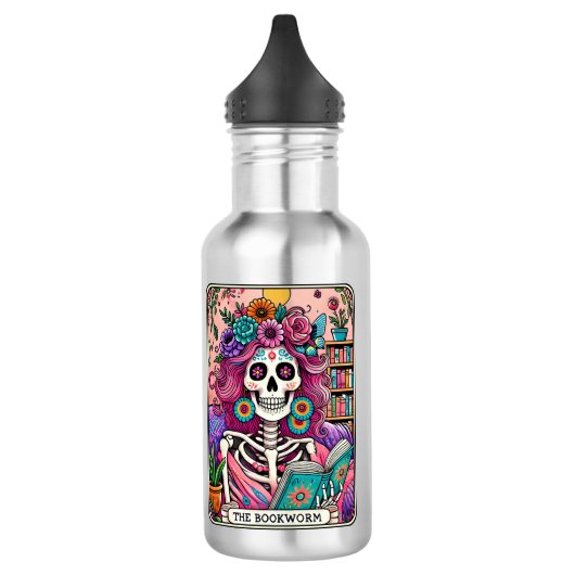 Die Bücherwurm Edelstahlflasche (Links)