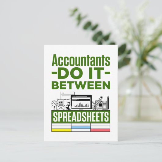 Die Buchhalter machen das zwischen den Tabellenkal Postkarte (Stehend Vorderseite)