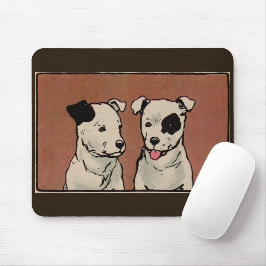 die Buchillustration 1914 zwei pitbull Hundekinder Mousepad (Mit Mouse)