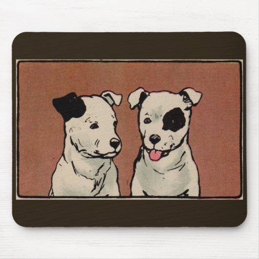 die Buchillustration 1914 zwei pitbull Hundekinder Mousepad (Vorne)