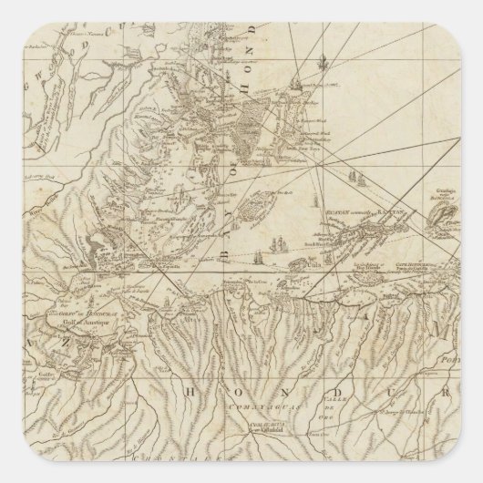 Die Bucht von Honduras Quadratischer Aufkleber (Vorderseite)