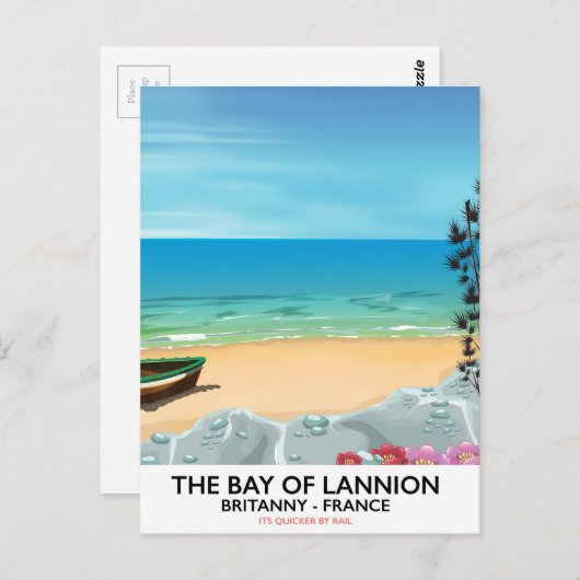 Die Bucht von Lannion France Reiseplakat Postkarte (Vorne/Hinten)