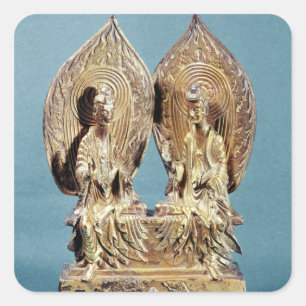 Die Buddhas Prabhutaratna und Sakyamuni Quadratischer Aufkleber