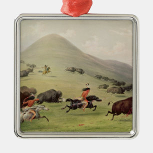 Die Büffel-Jagd, c.1832 Silbernes Ornament