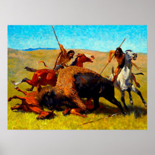 Die Büffeljagd Frederic Remington 1890 Poster