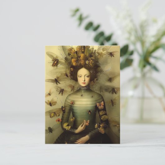 Die Bug Lady Creepy Vintag Postkarte (Stehend Vorderseite)