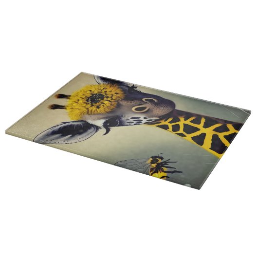 Die Bumble-Giraffe Whimsical-Digitalkunst Schneidebrett (Ecke)