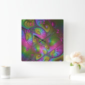 Die bunte leuchtende moderne abstrakte quadratische wanduhr (Zuhause)