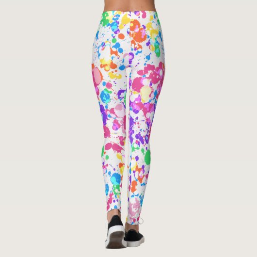 Die bunte Regenbogen-Spritzer-Kunst spritzt Leggings (Rückseite)