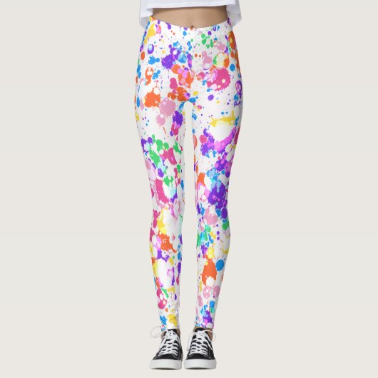 Die bunte Regenbogen-Spritzer-Kunst spritzt Leggings (Vorderseite)