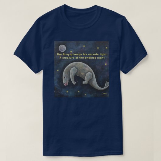 Die Bunyip behalte seine Geheimnisse eng T-Shirt (Design vorne)