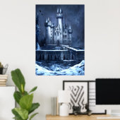 Die Burg im Winterschnee | AI Art Poster (Heimbüro)