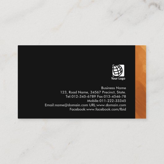 Die Business Card des feinen schwarzen Kupferstrei Visitenkarte (Rückseite)