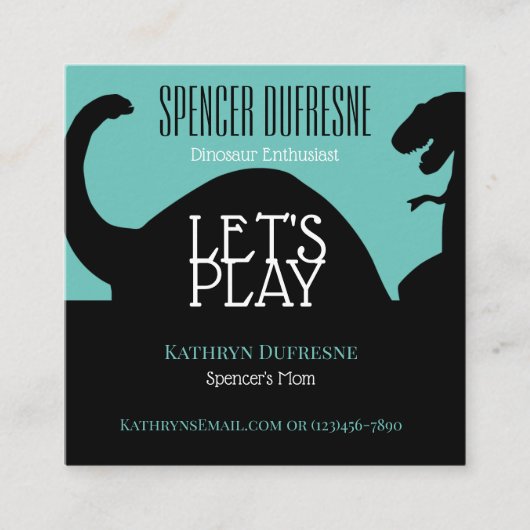 Die Business Card des Kindes Playdate Dinosaur Squ Quadratische Visitenkarte (Vorderseite)