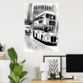 Die Busse in der Stadt | AI Art Poster (Heimbüro)