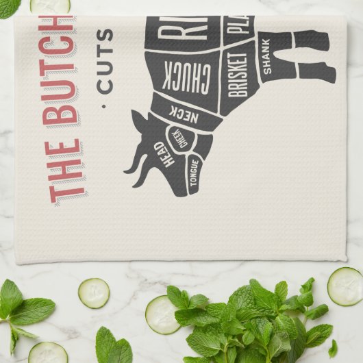 Die Butcher führen Teile von Rindfleisch Geschirrtuch (Gefaltet)