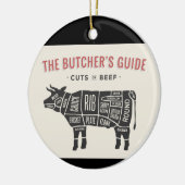 Die Butcher führen Teile von Rindfleisch Keramik Ornament (Links)
